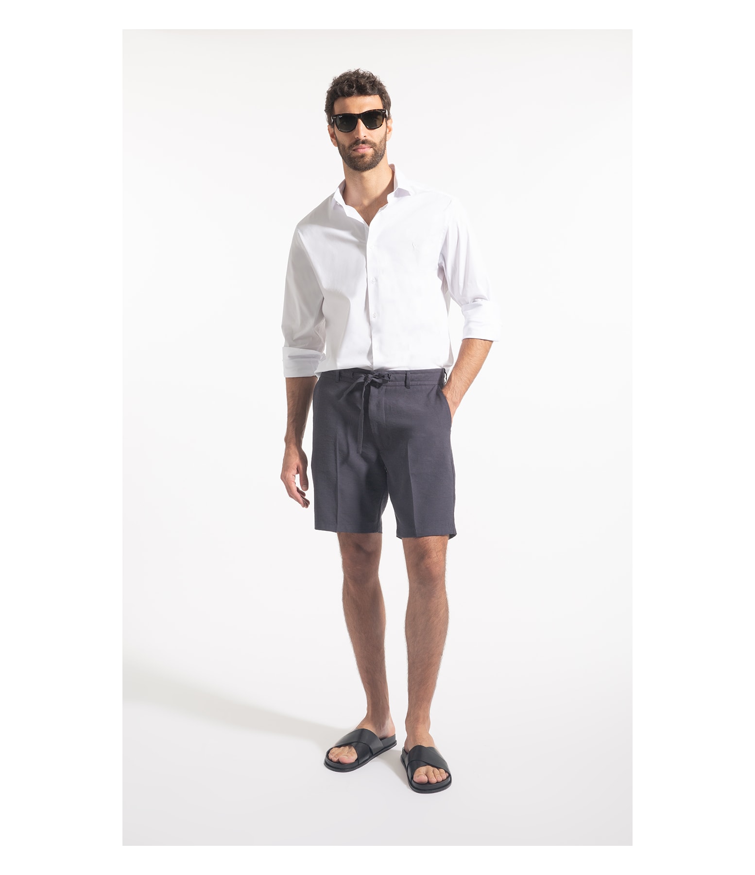 Bermuda Linho Marant Dark Navy