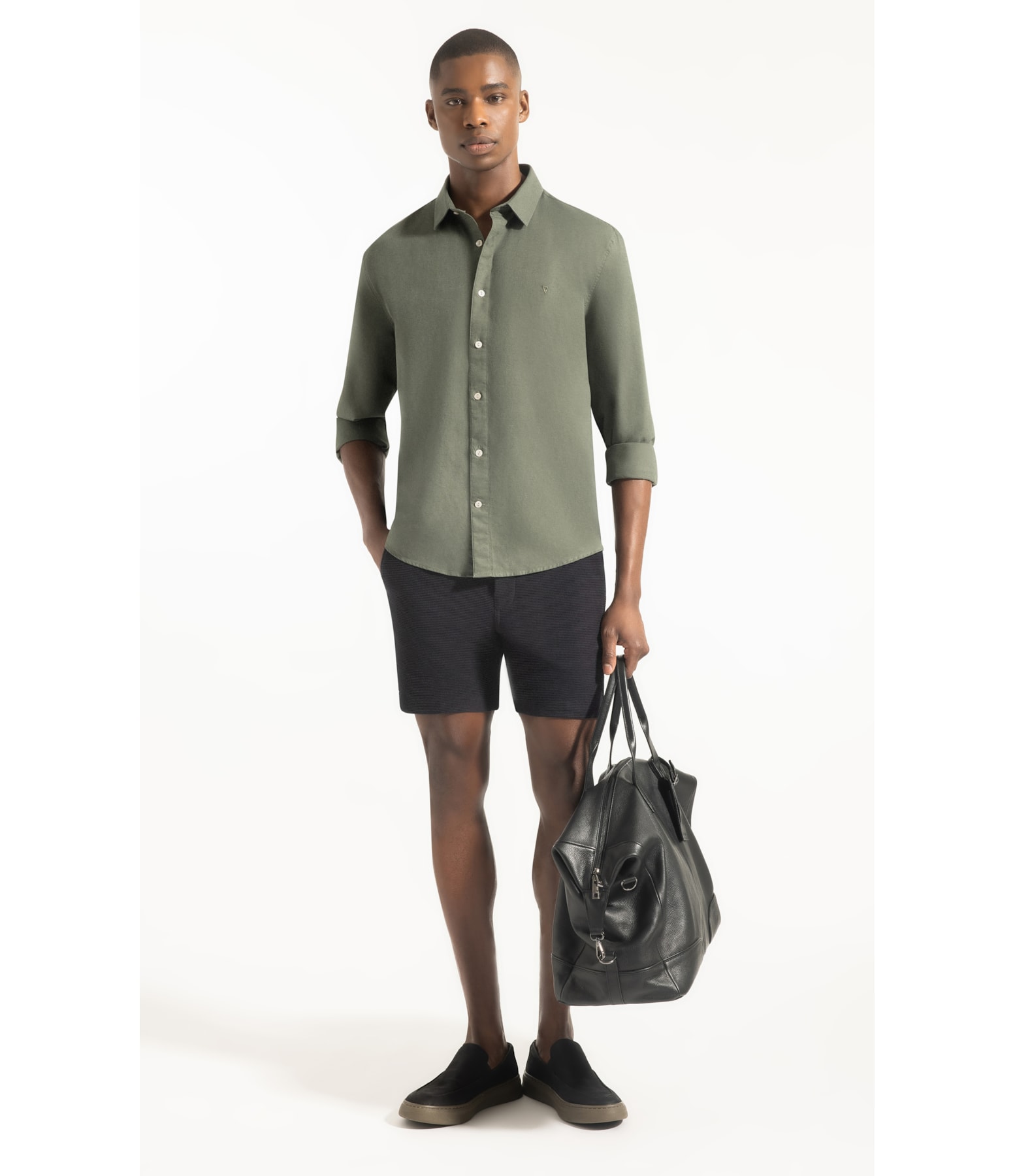 Bermuda Malha Texture Hawaii Preto
