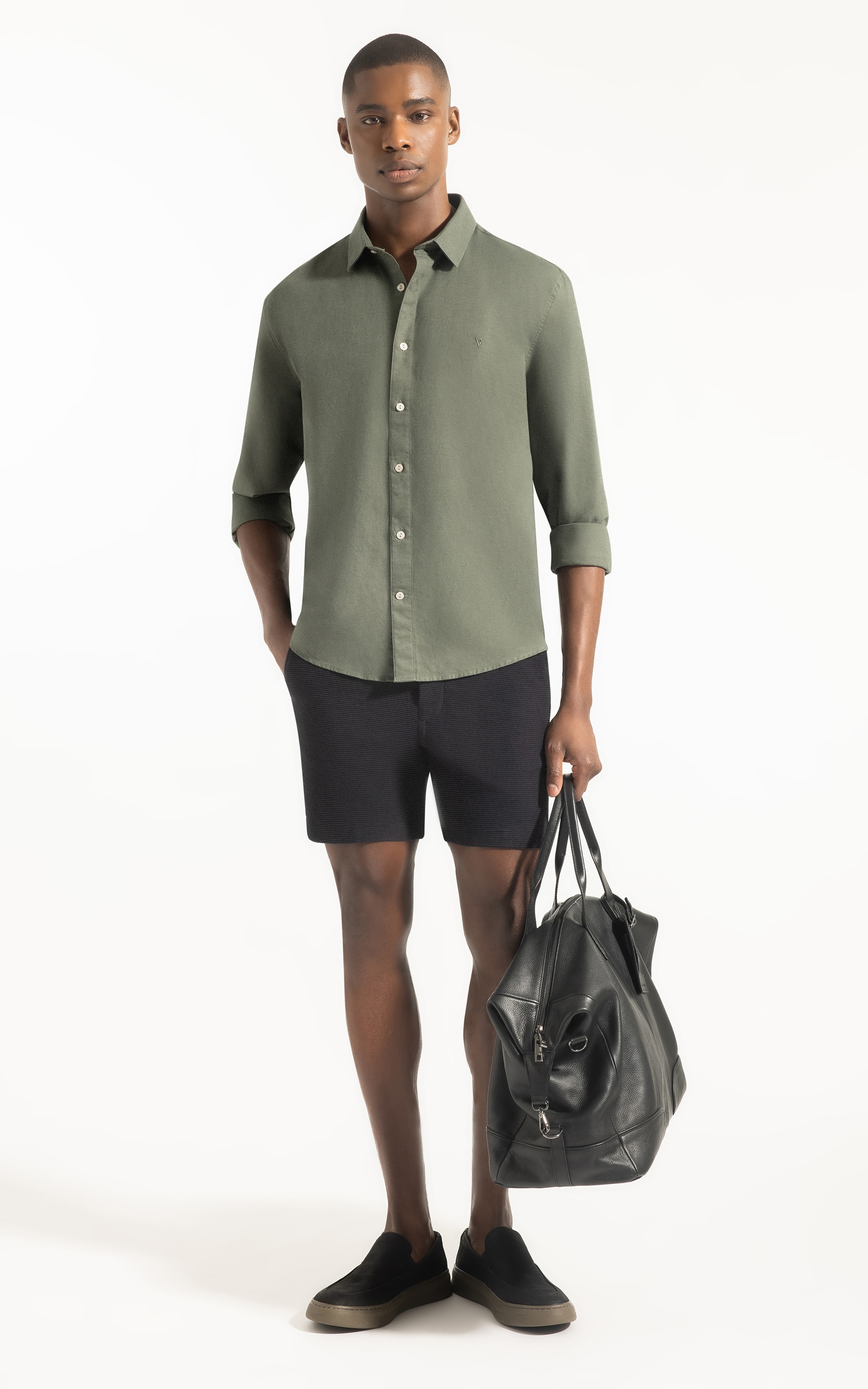 Bermuda Malha Texture Hawaii Preto