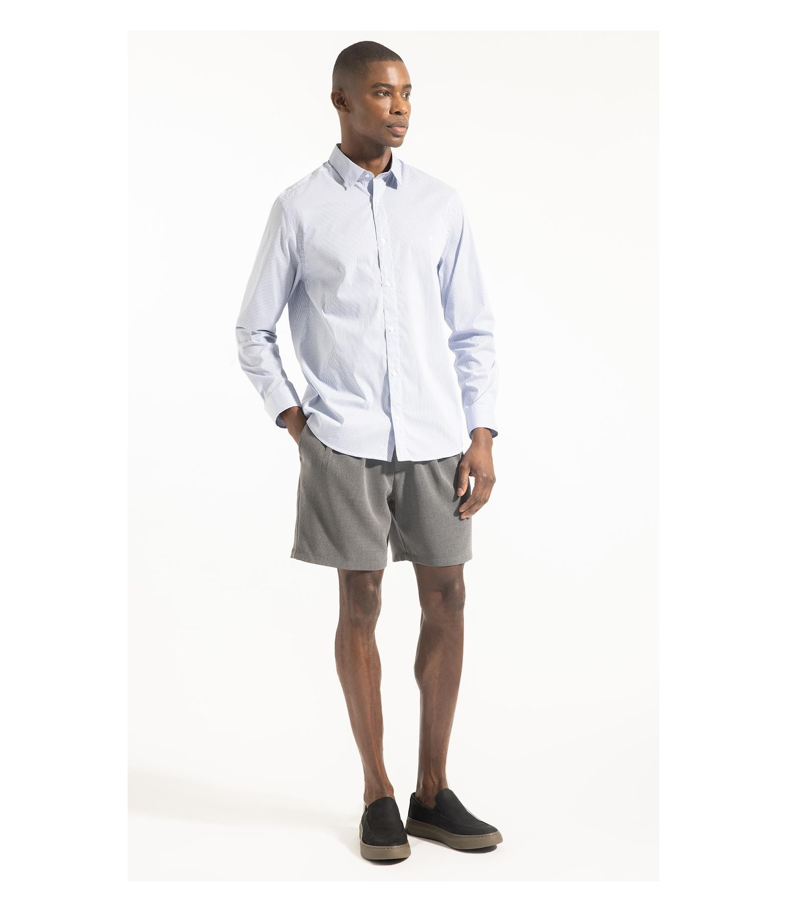 Bermuda Urban Melange Slouch Chumbo Mescla