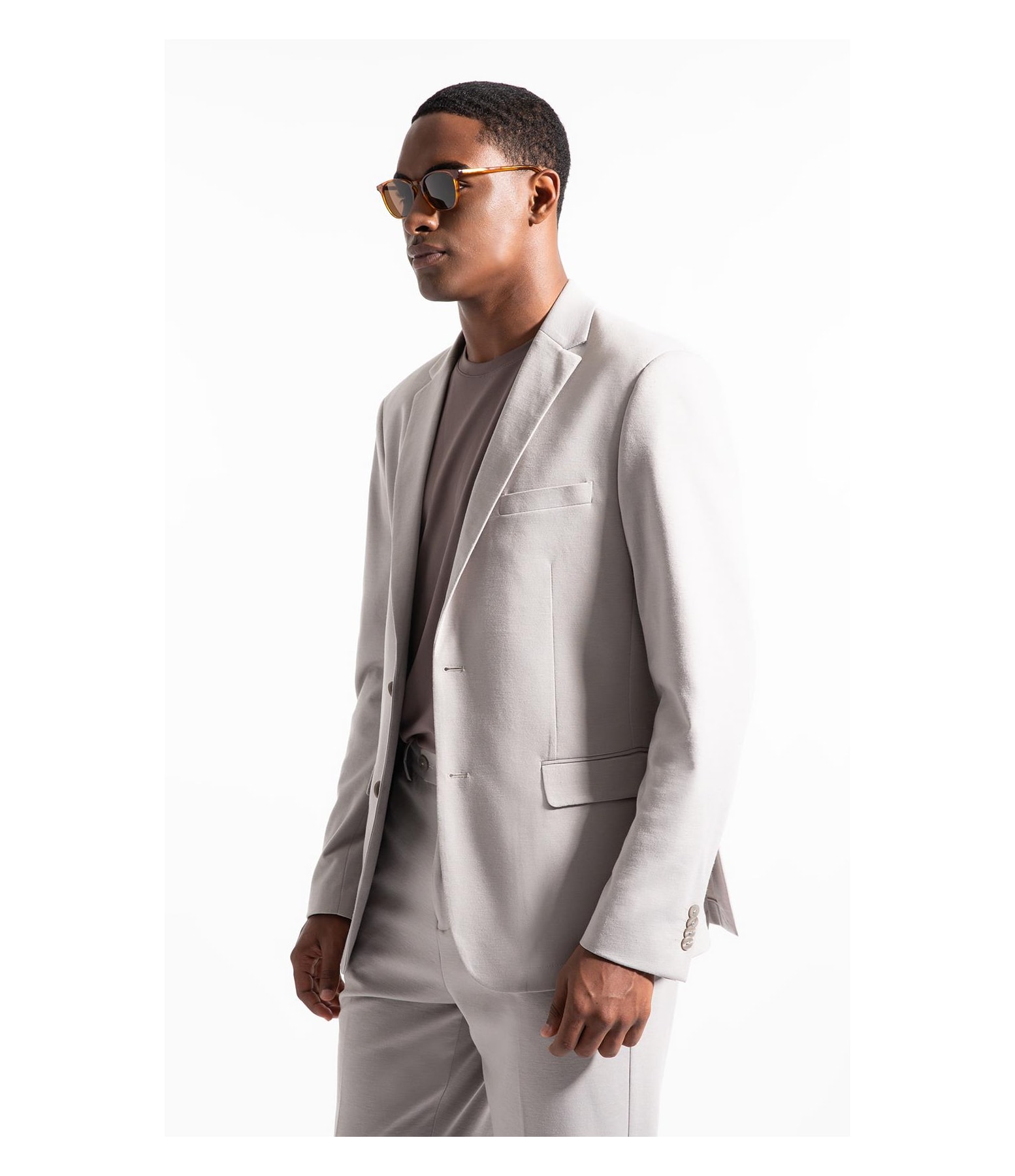 Blazer Interlock Knitted Cinza Claro