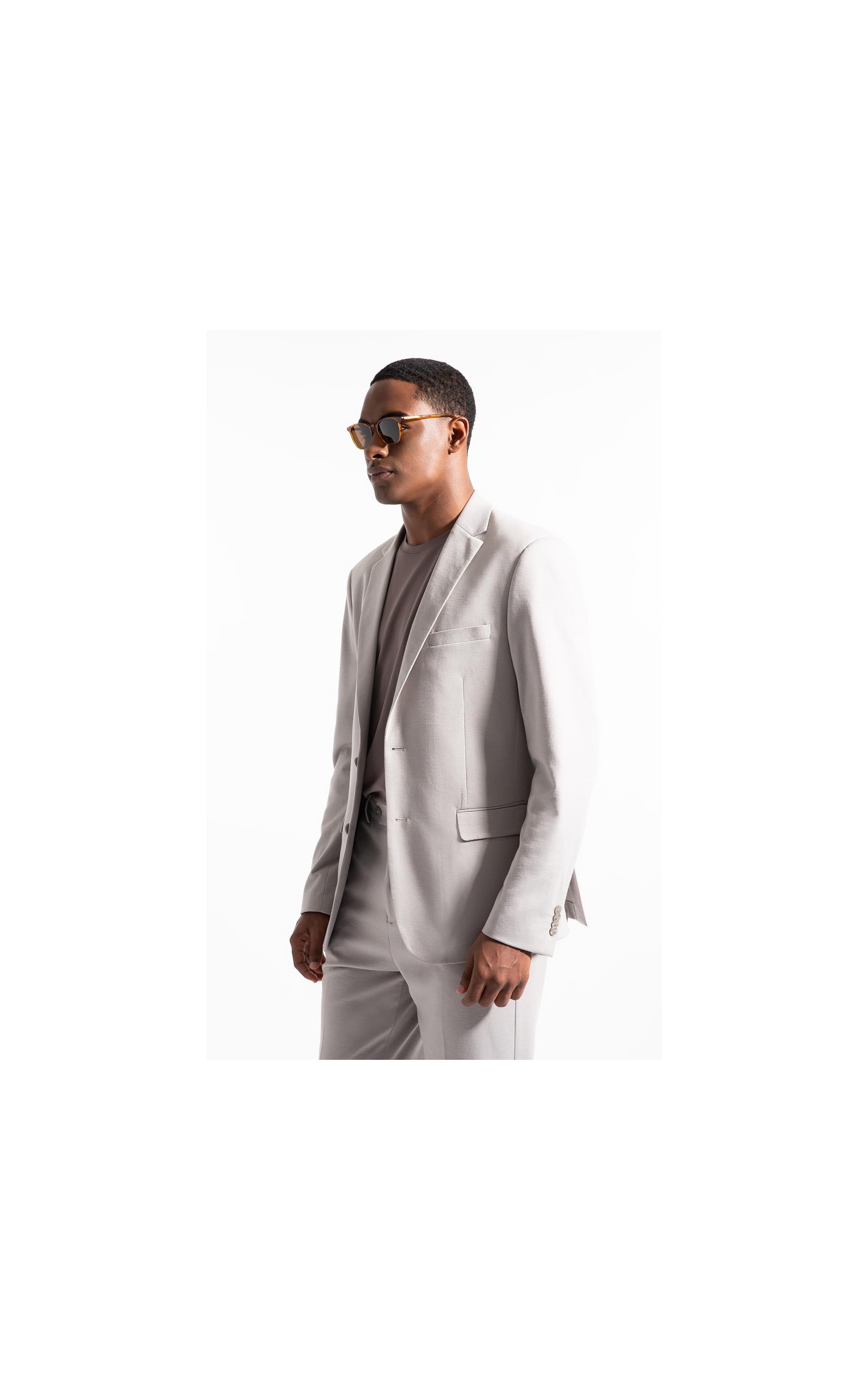 Blazer Interlock Knitted Cinza Claro