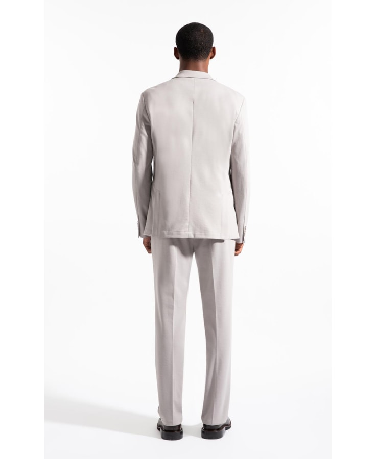 Blazer Interlock Knitted Cinza Claro