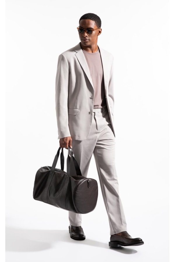 Blazer Interlock Knitted Cinza Claro