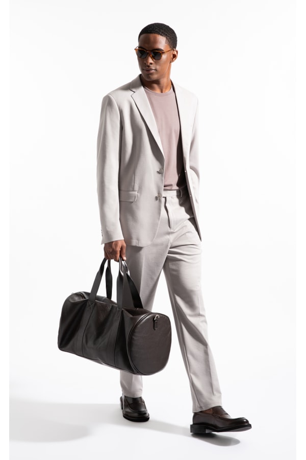Blazer Interlock Knitted Cinza Claro