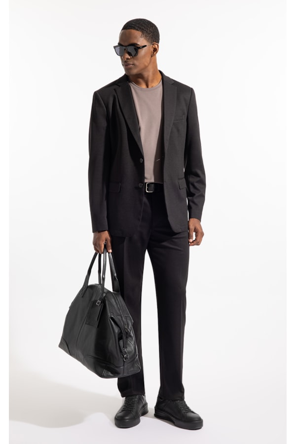 Blazer Interlock Knitted Preto