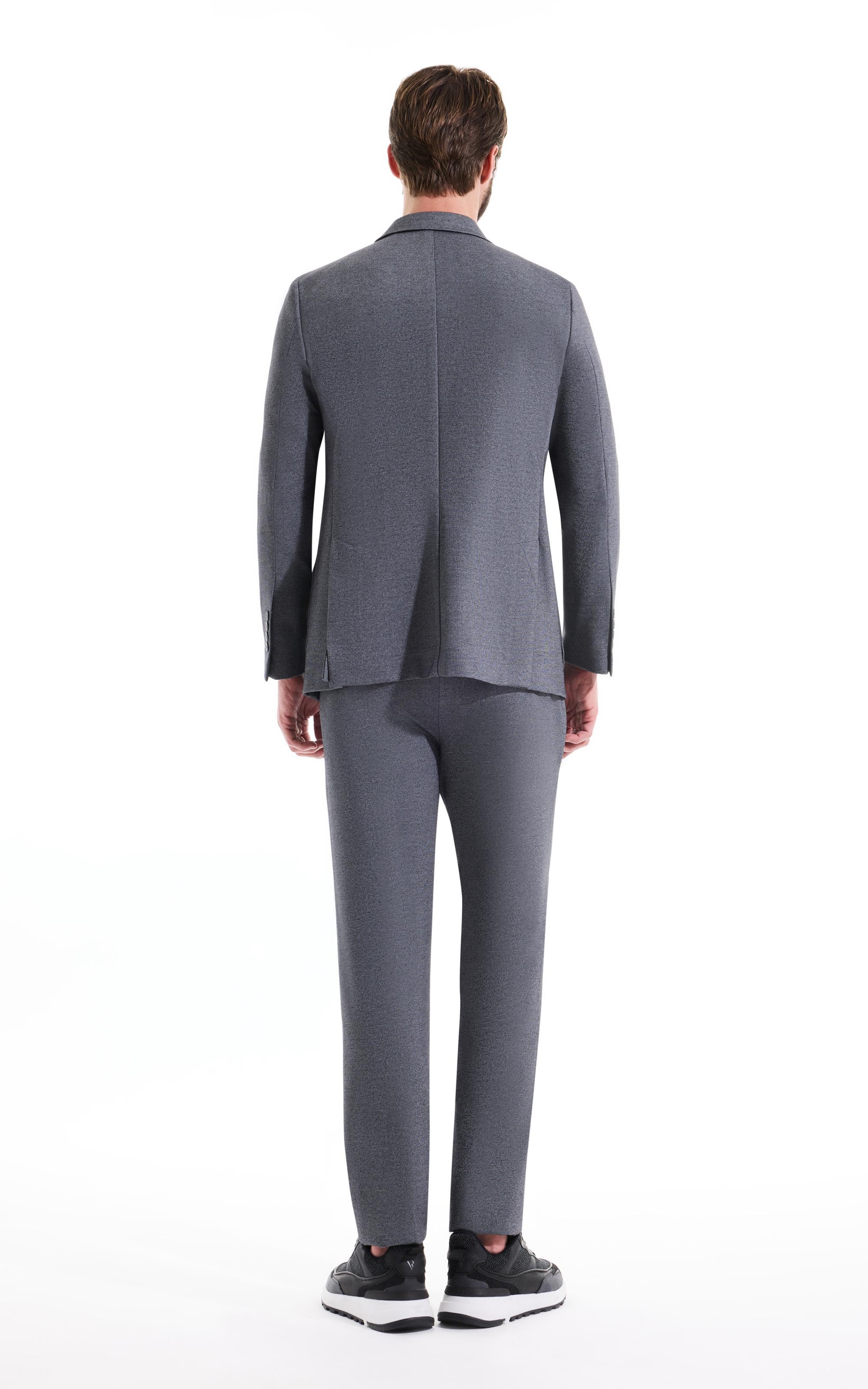 Blazer Malha Mescla Tessuto Cinza Medio