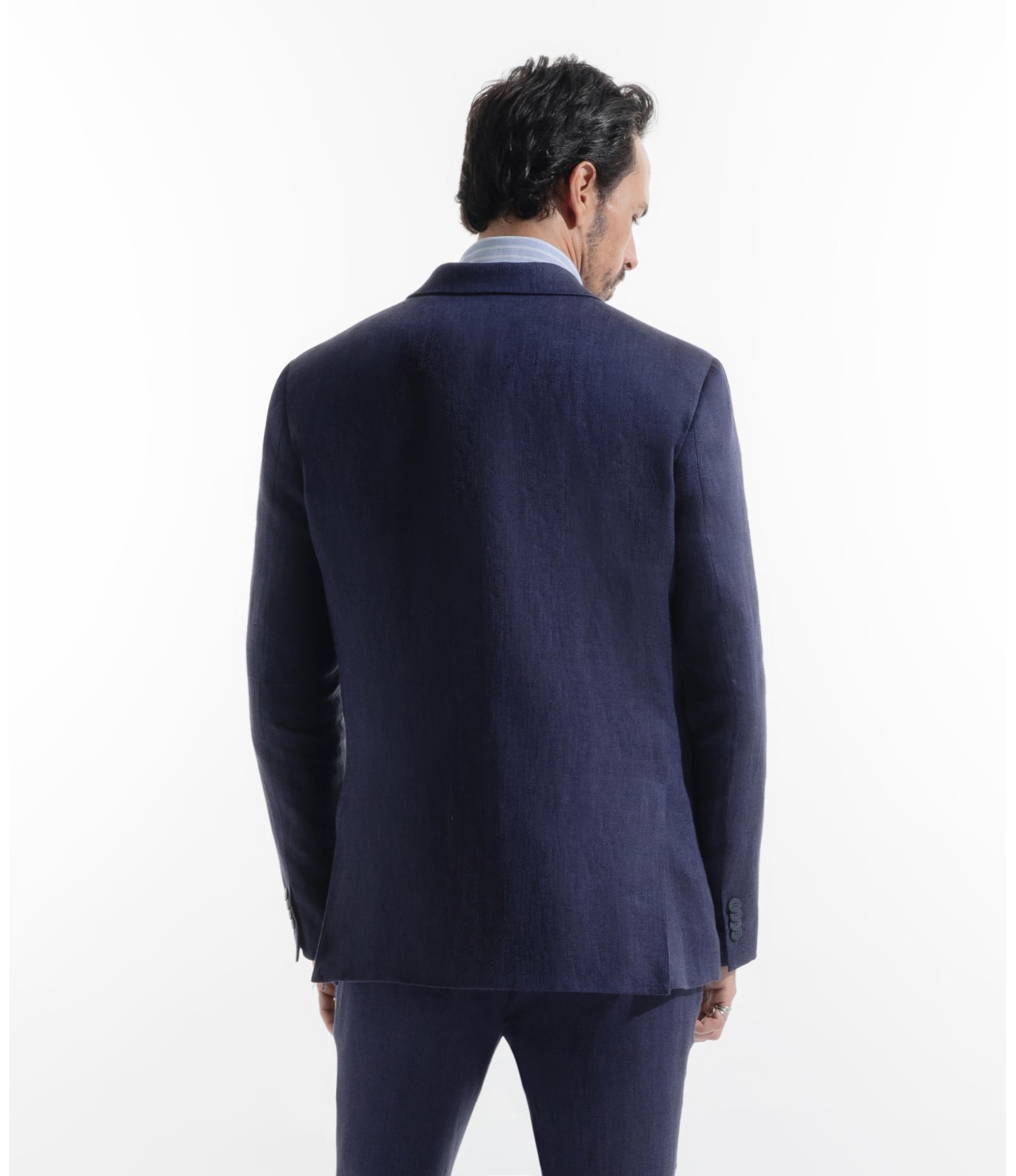 Blazer Puro Linho Fishbone Marinho