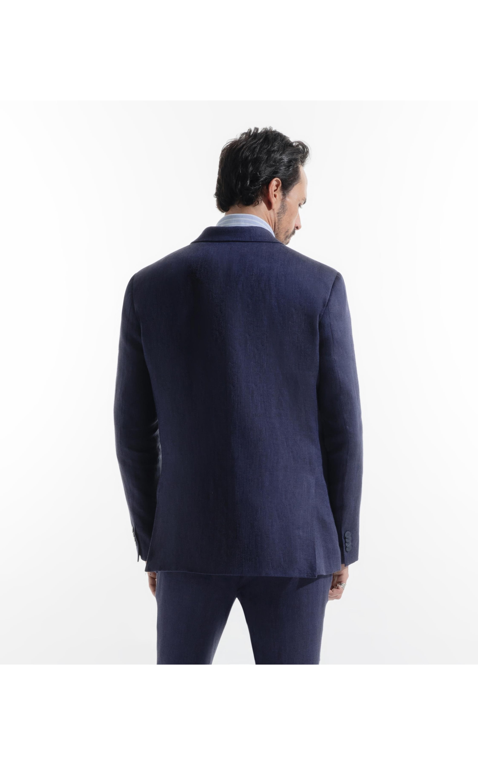 Blazer Puro Linho Fishbone Marinho