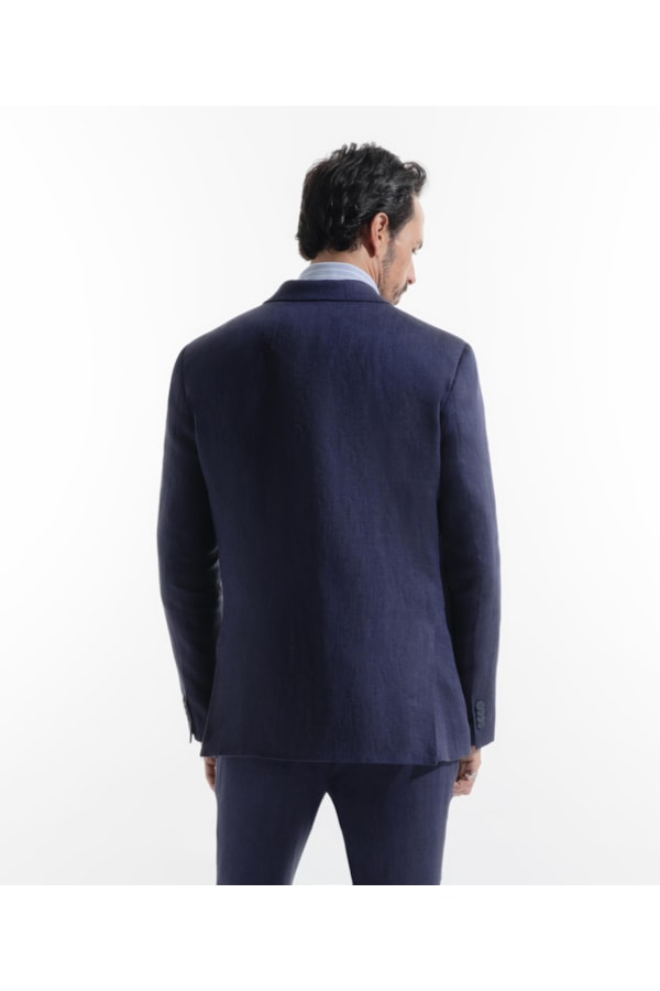 Blazer Puro Linho Fishbone Marinho