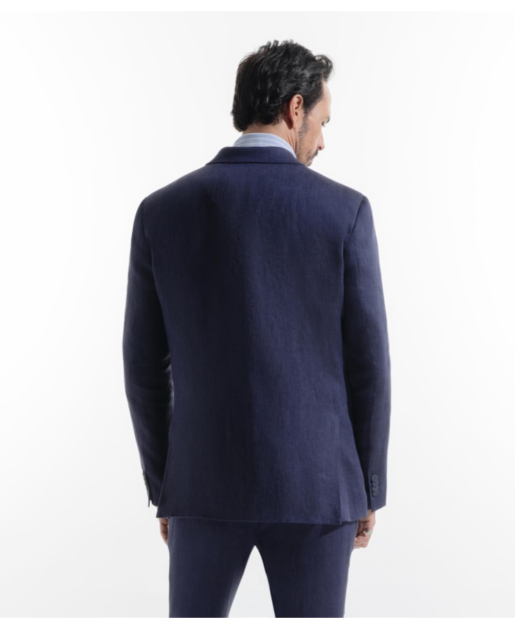 Blazer Puro Linho Fishbone Marinho