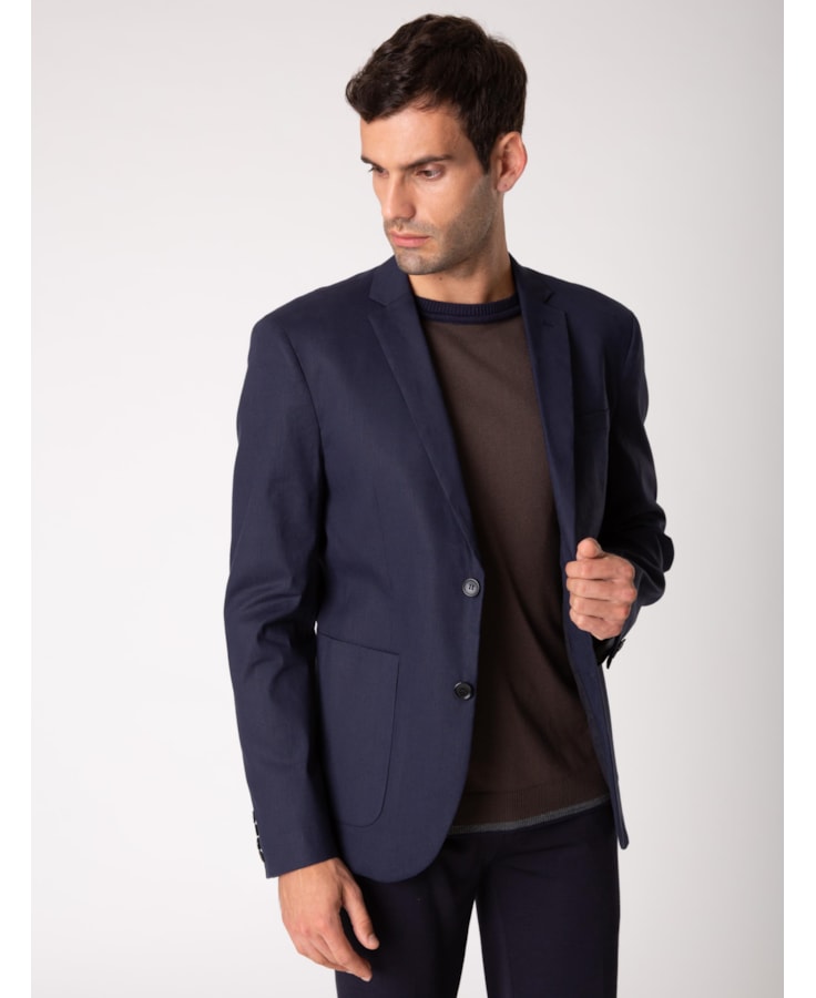 Blazer Viscolinho Relaxed Dark Navy