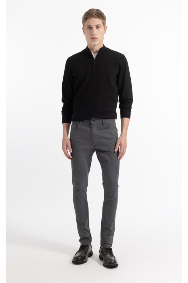 Calça Color Twill Power (Skinny) 5 Pockets Cinza Medio