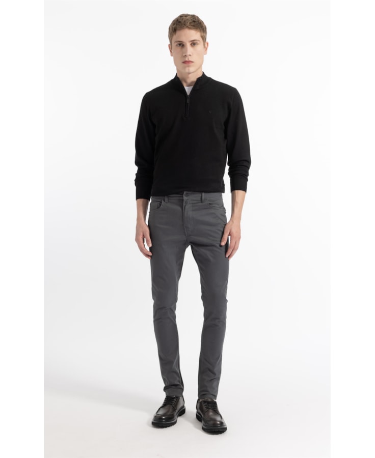 Calça Color Twill Power (Skinny) 5 Pockets Cinza Medio