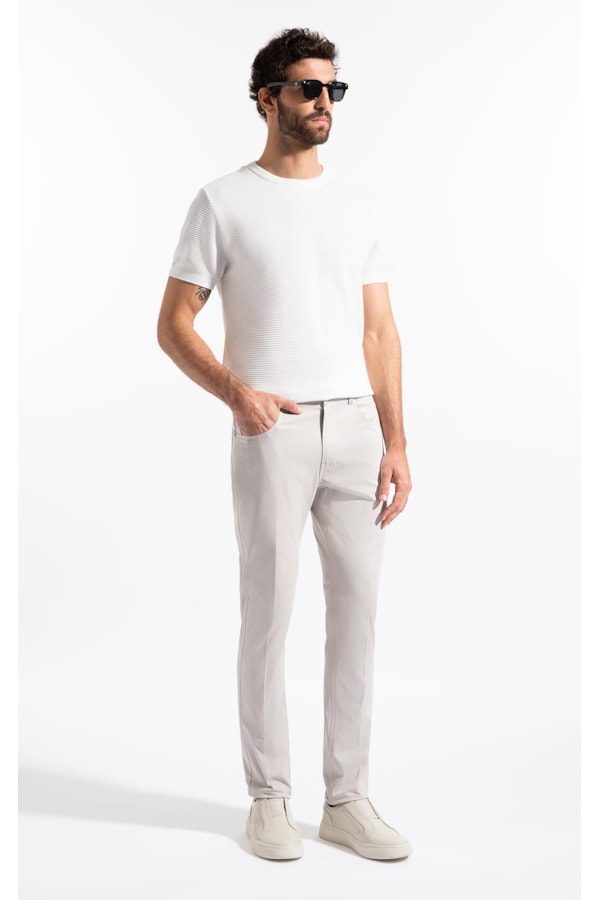 Calça Color Twill Power (Skinny) 5 Pockets Silver