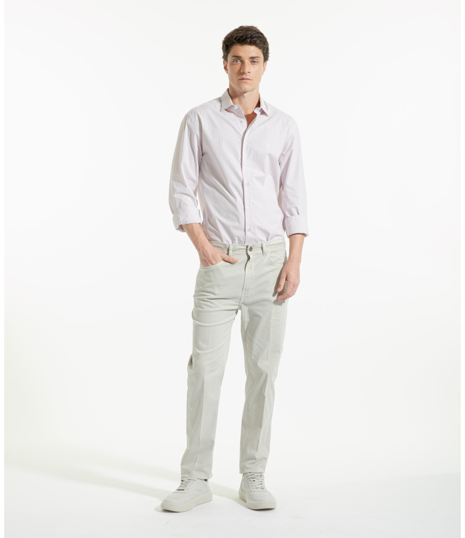 Calça Color Twill Power Slim Silver