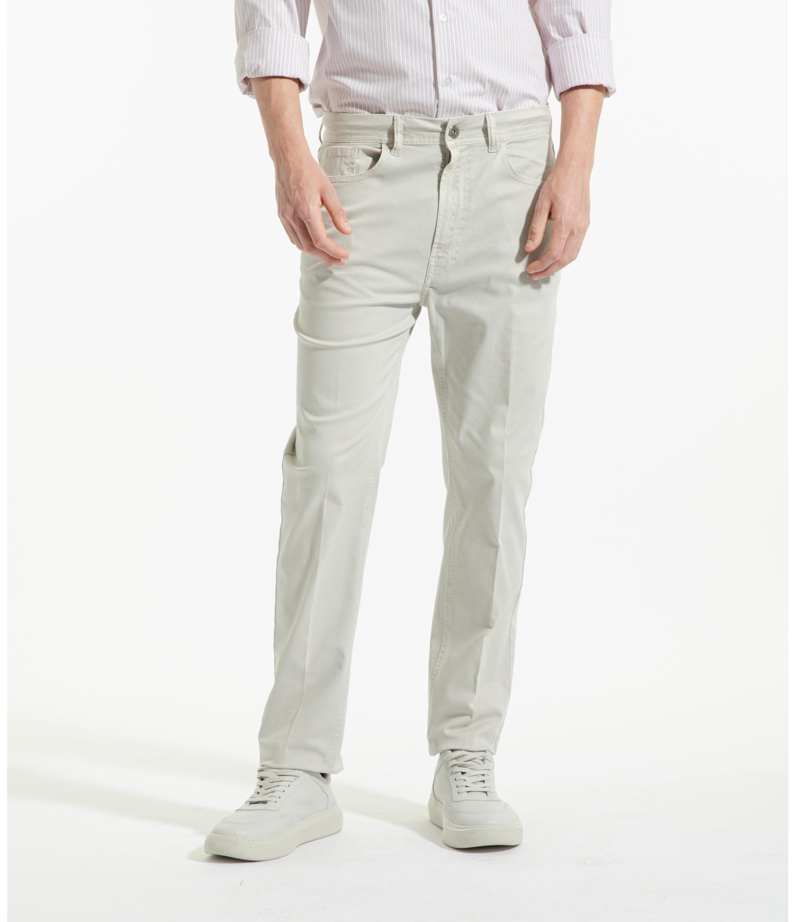 Calça Color Twill Power Slim Silver