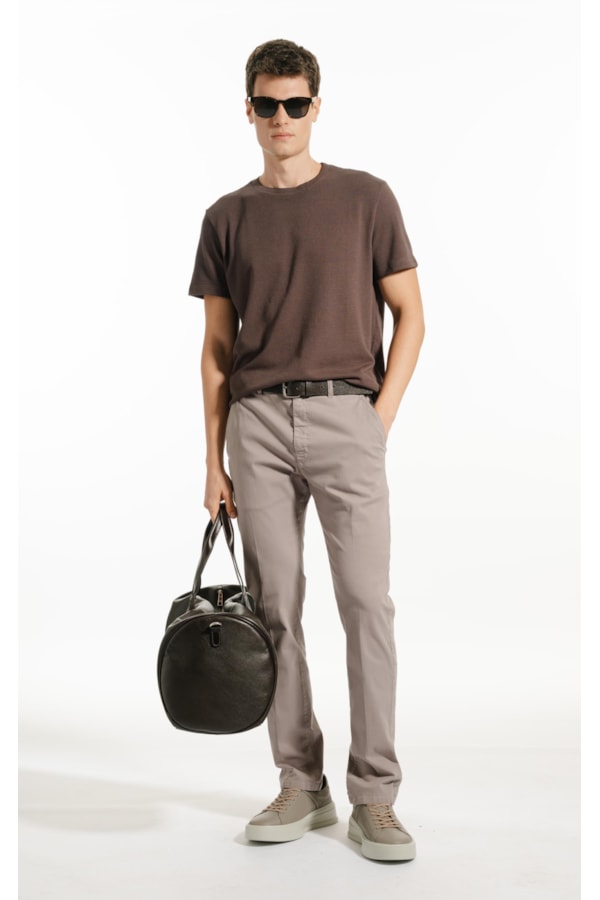 Calça Color Twill Power Tradicional Chino Niquel