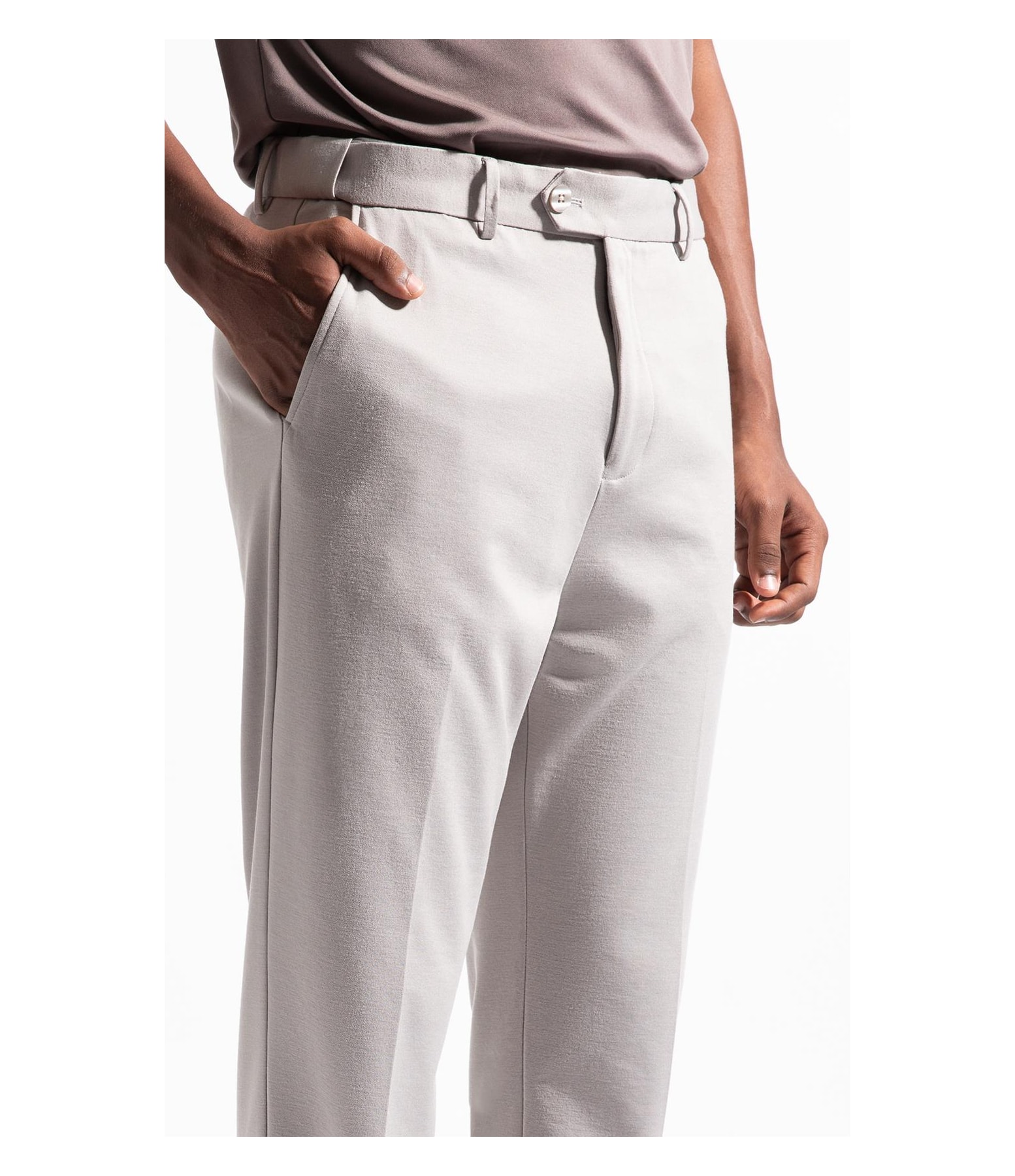 Calça Interlock Knitted Flex Cinza Claro