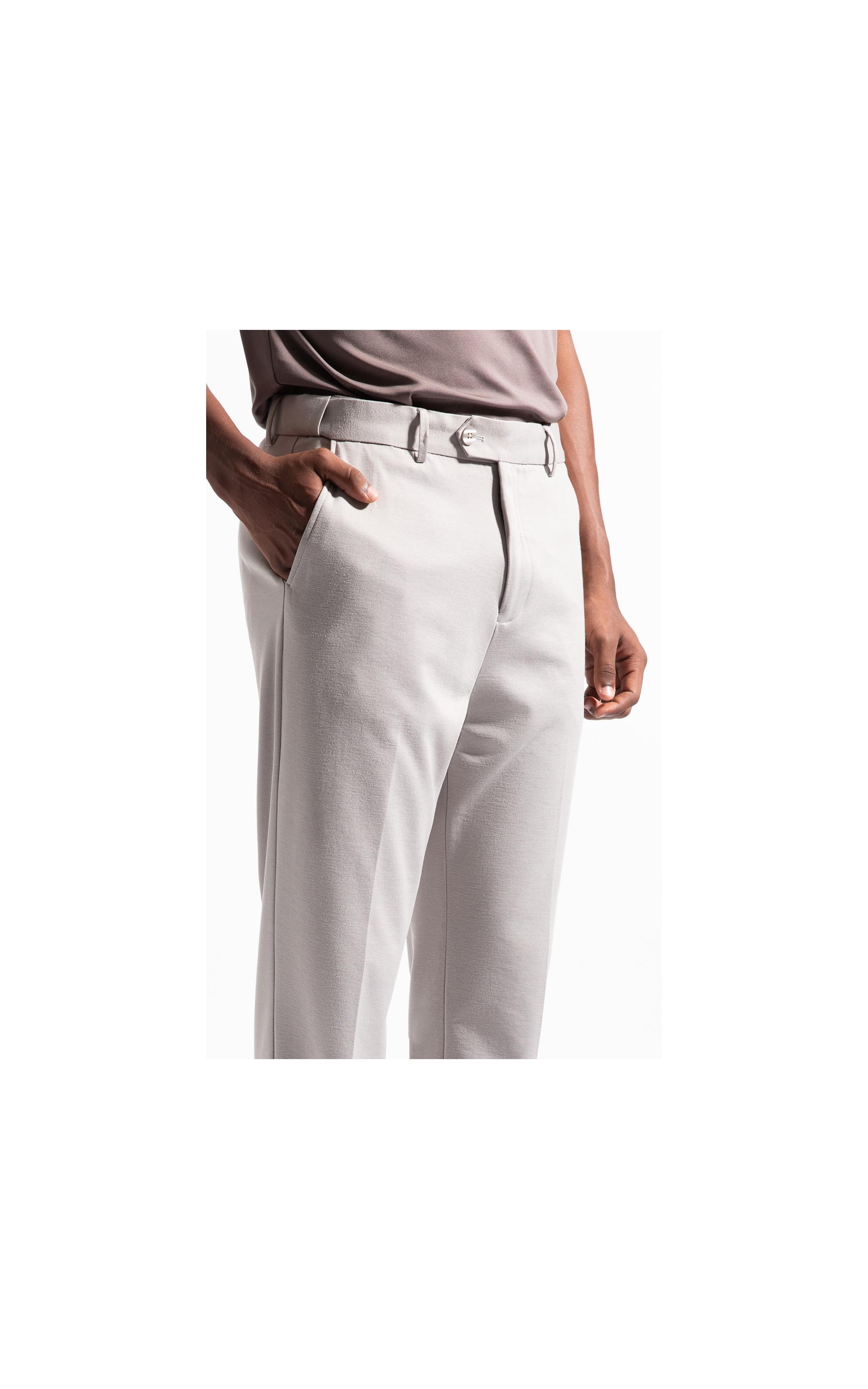 Calça Interlock Knitted Flex Cinza Claro