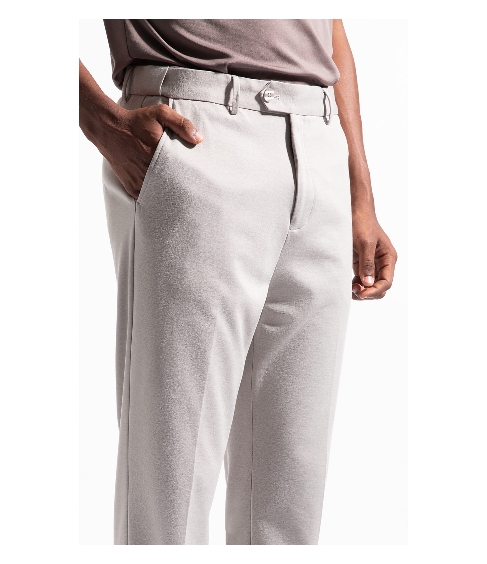 Calça Interlock Knitted Flex Cinza Claro