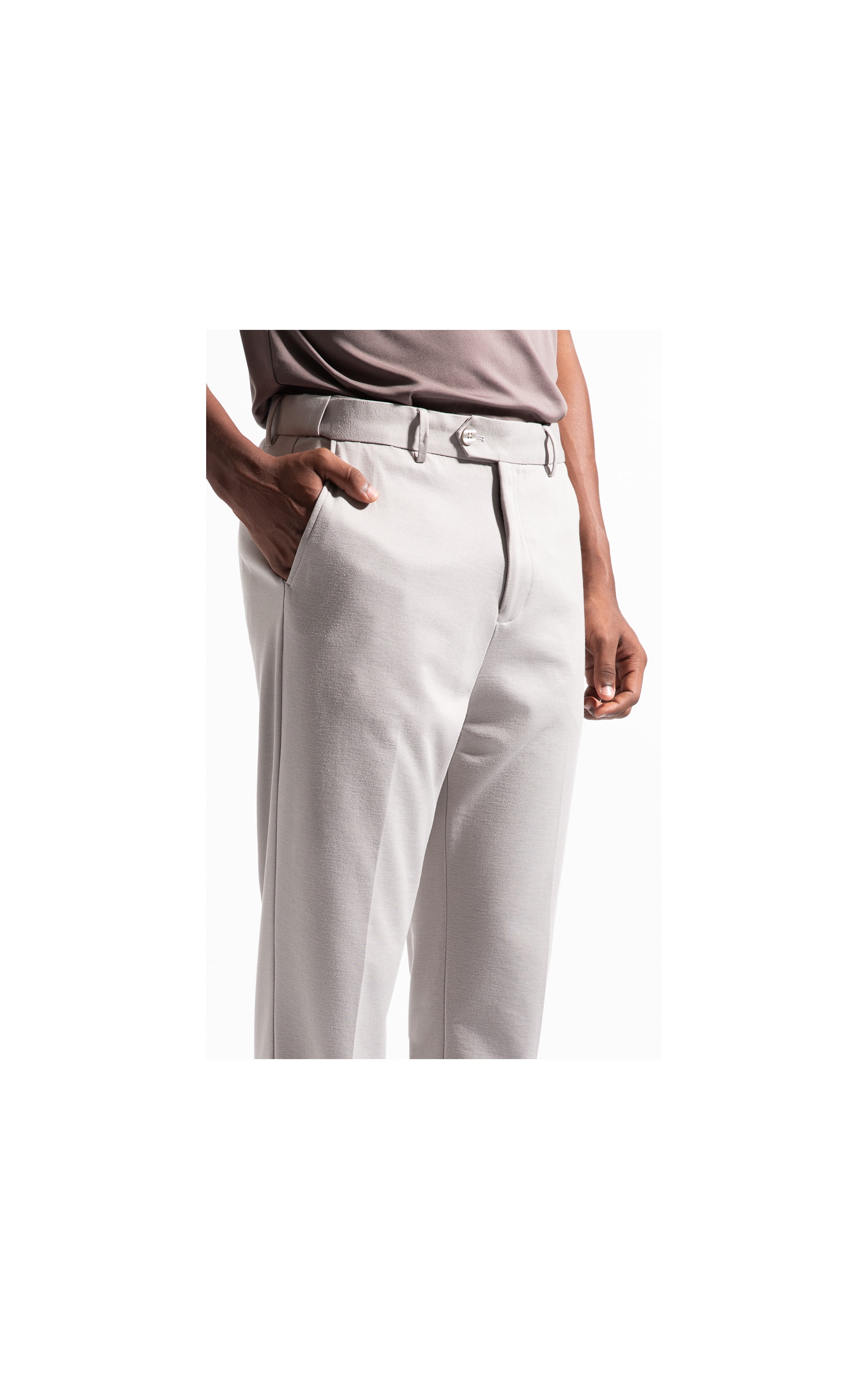 Calça Interlock Knitted Flex Cinza Claro
