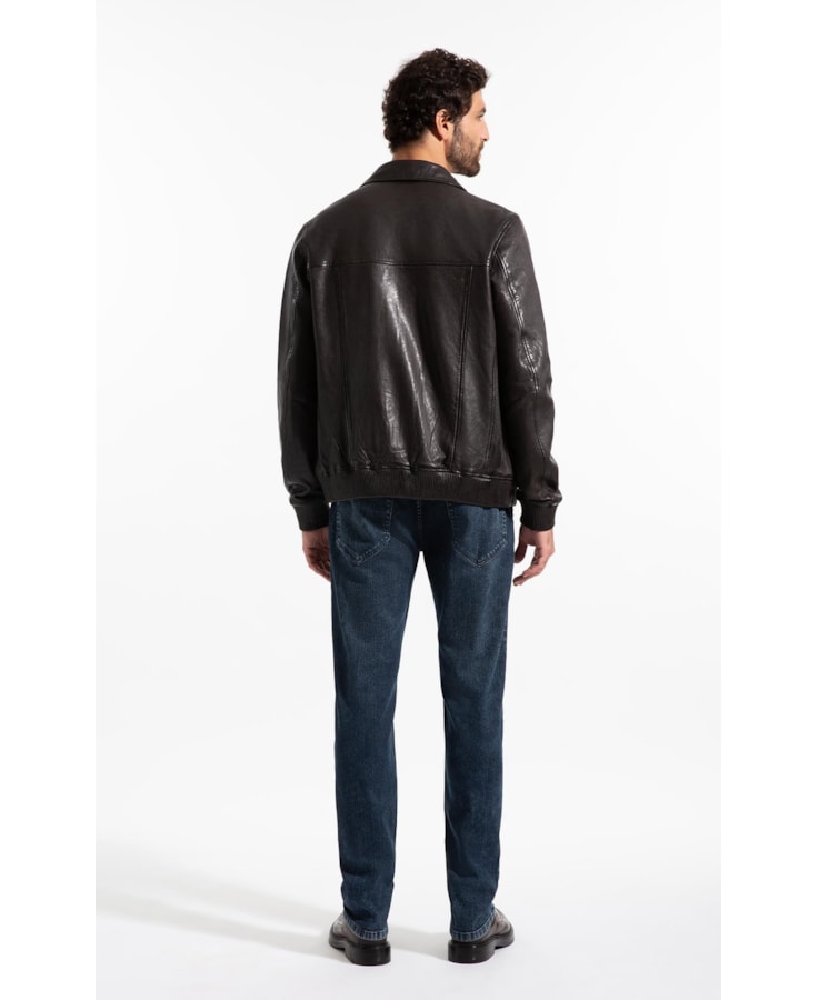 Calça Jeans Dark Florest (Slim) 5 Pockets Lav. Médio C/ Resina