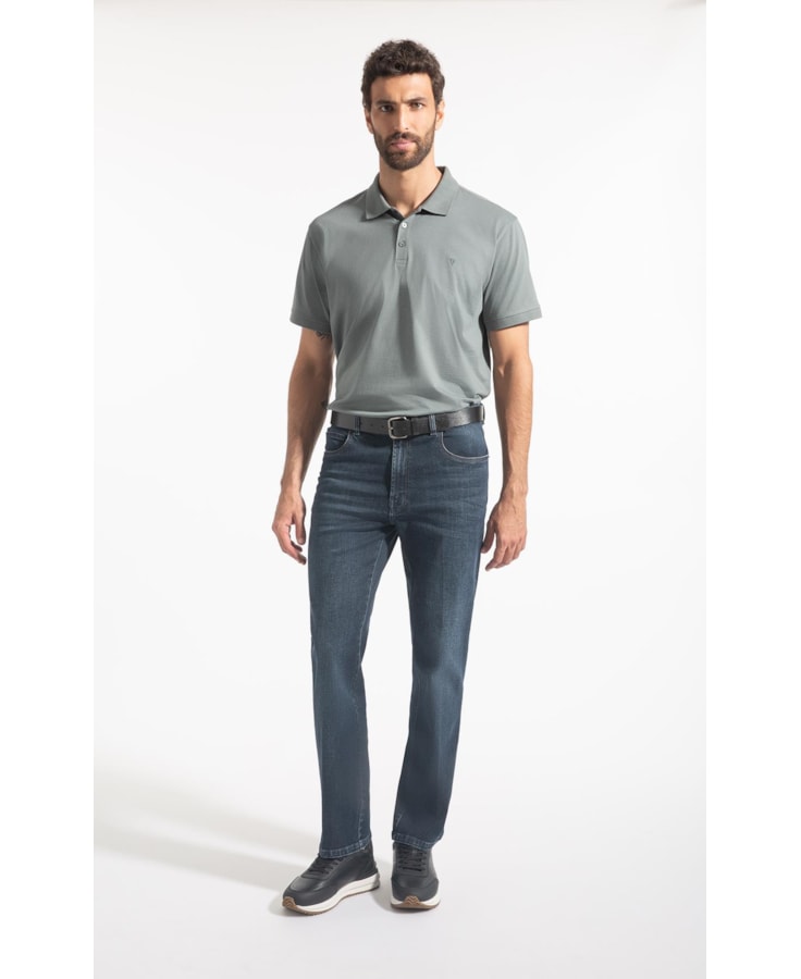 Calça Jeans Dark Forest Elastic 5 Pockets Lavagem Media
