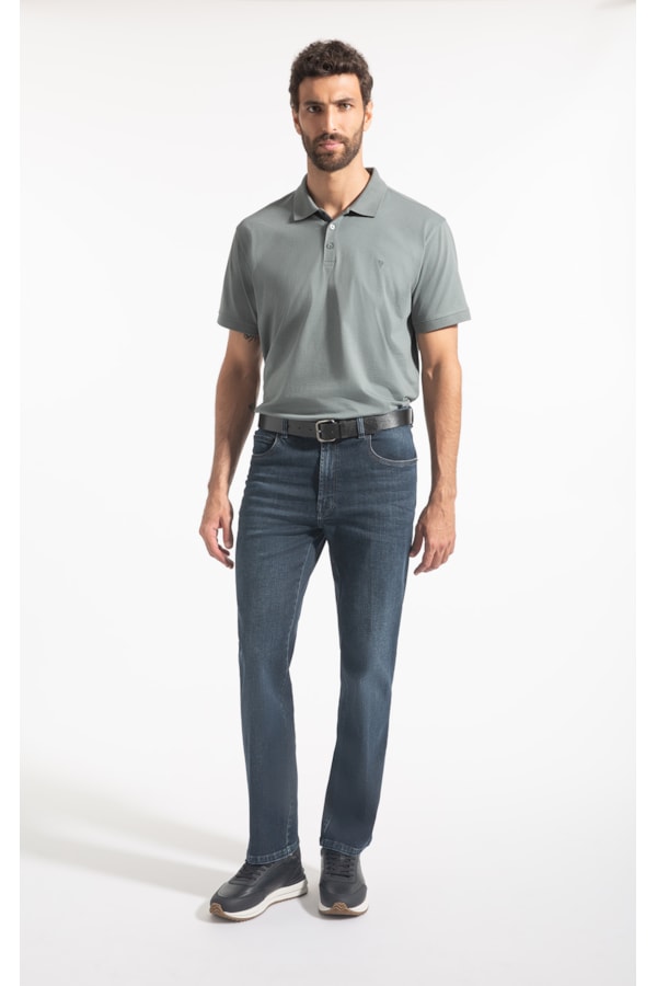 Calça Jeans Dark Forest Elastic 5 Pockets Lavagem Media