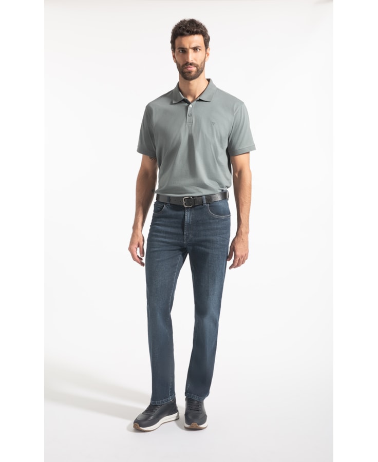 Calça Jeans Dark Forest Elastic 5 Pockets Lavagem Media