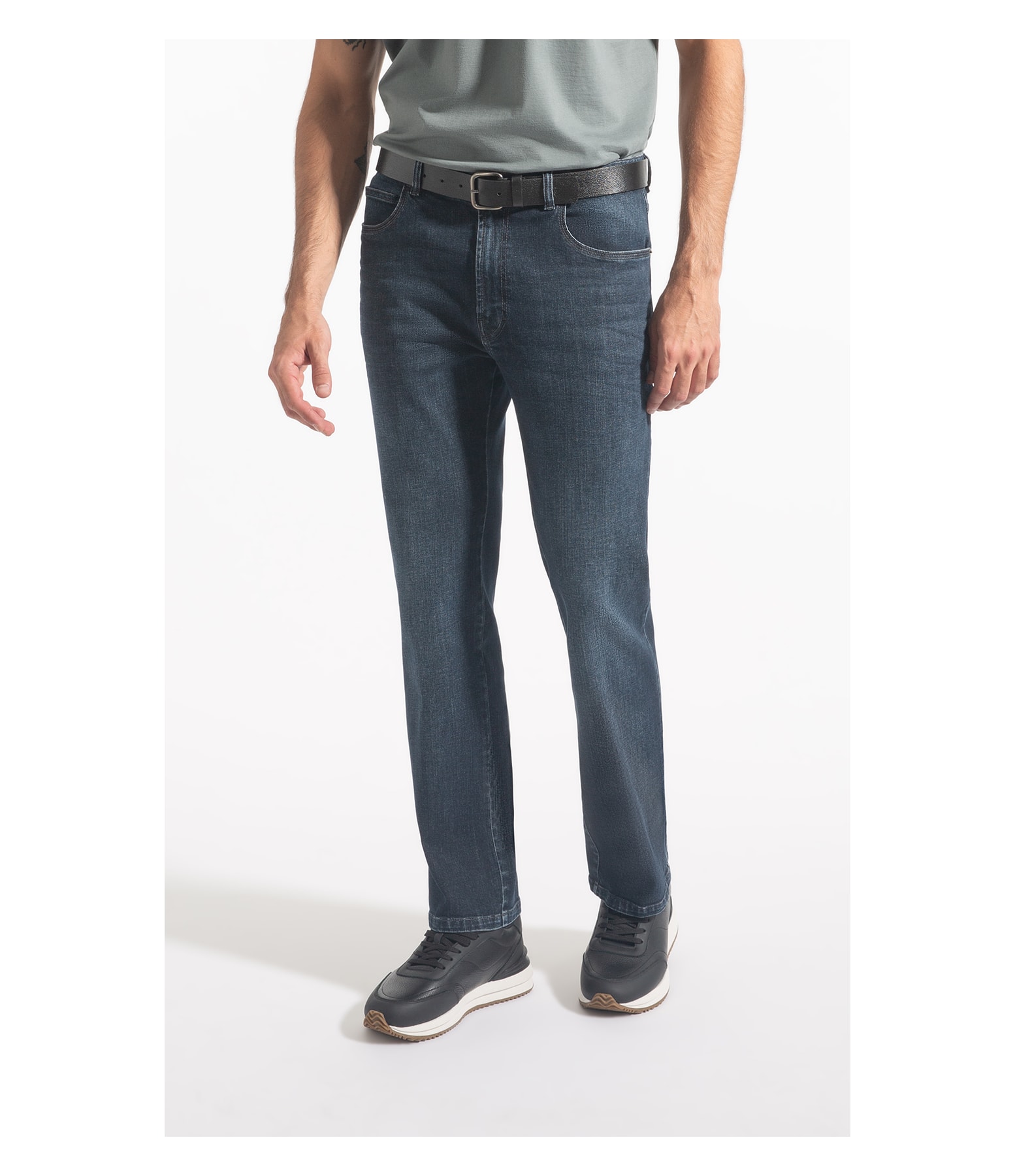 Calça Jeans Dark Forest Elastic 5 Pockets Lavagem Media