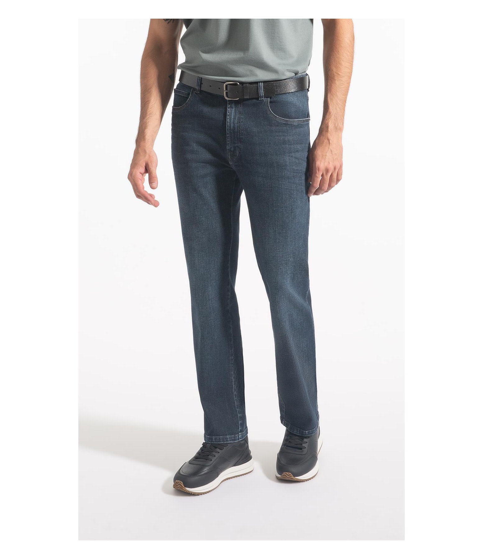 Calça Jeans Dark Forest Elastic 5 Pockets Lavagem Media