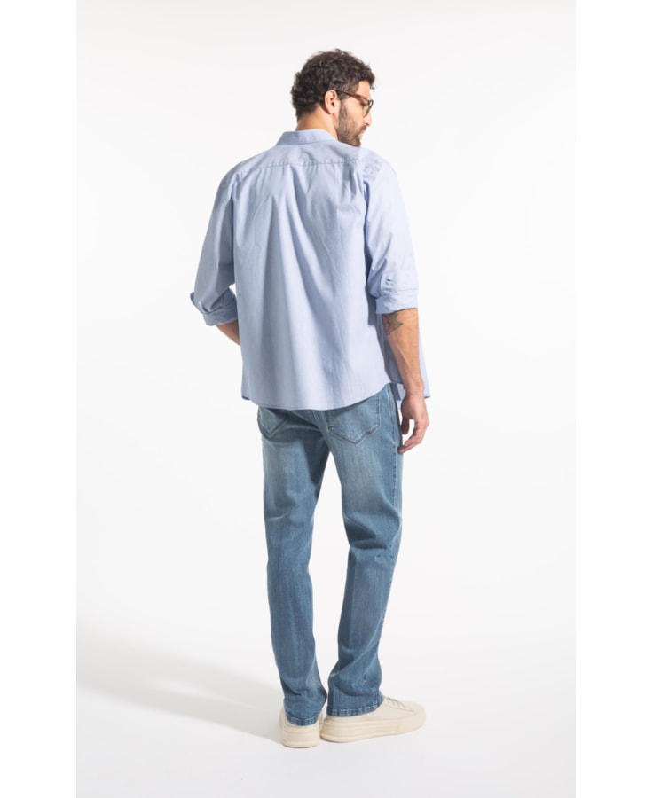 Calça Jeans High Comfort Stretch 5 Pockets Lavagem Baixa