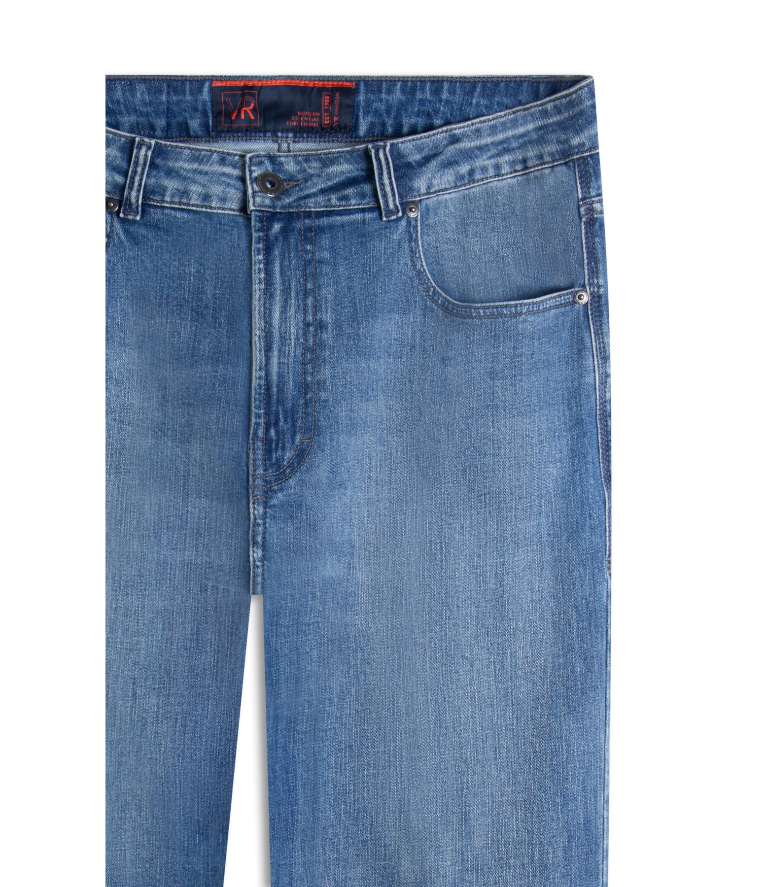Calça Jeans High Comfort Stretch 5 Pockets Lavagem Baixa