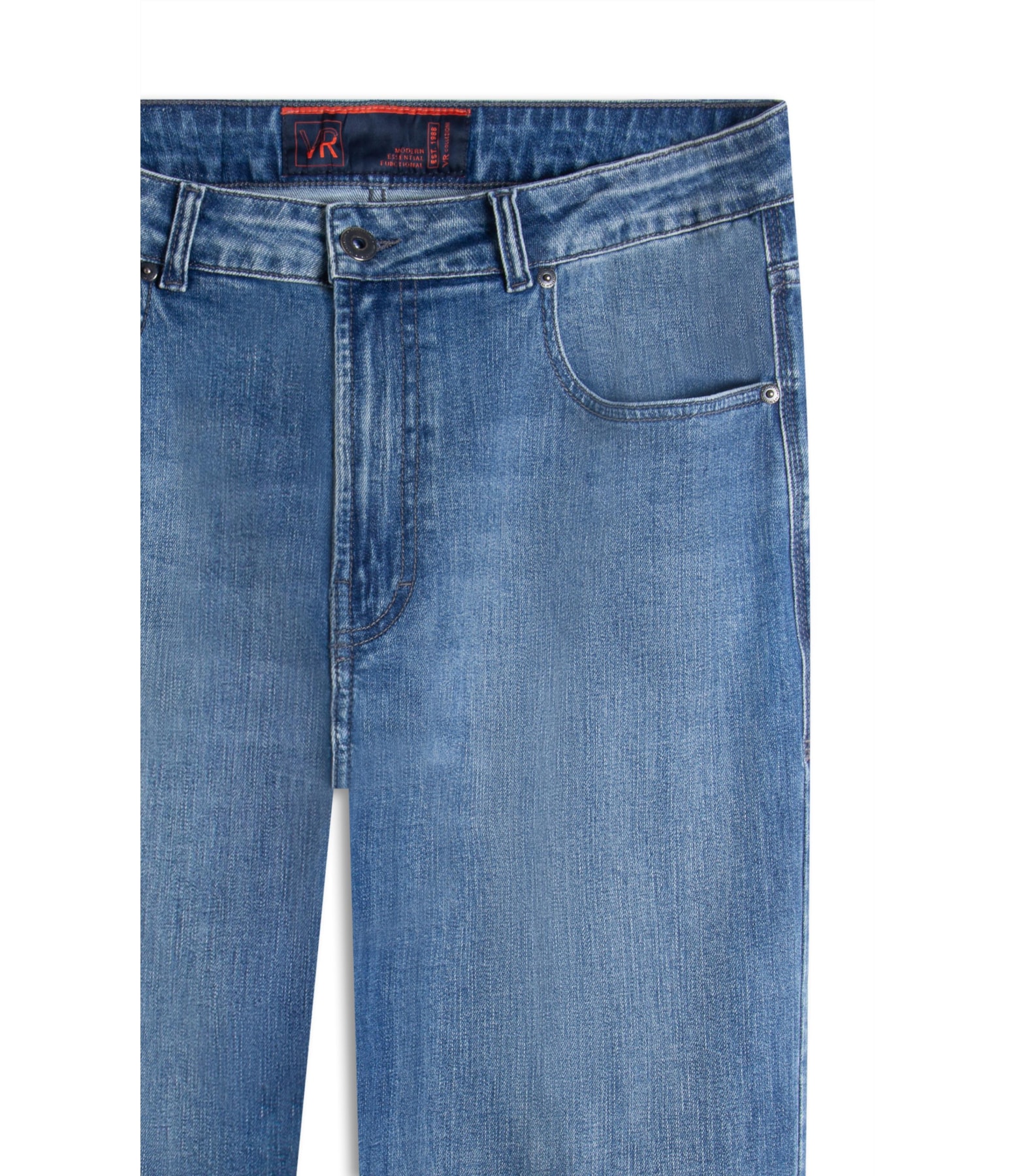 Calça Jeans High Comfort Stretch 5 Pockets Lavagem Baixa