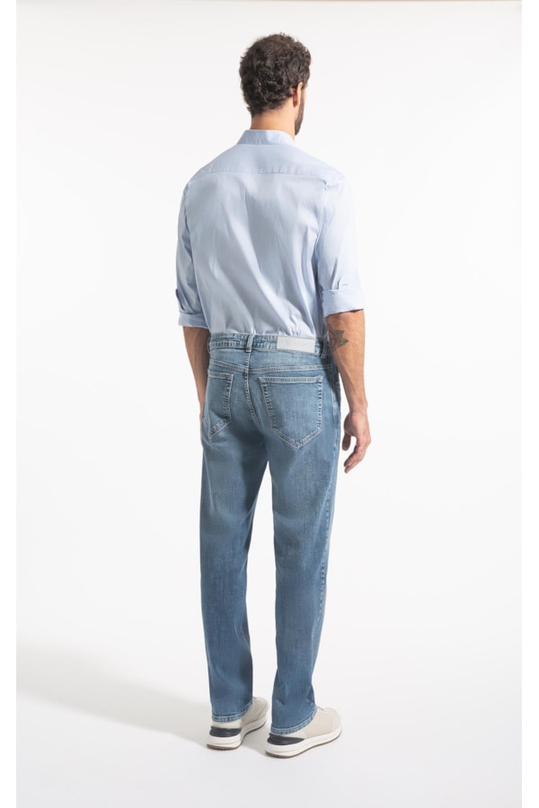 Calça Jeans High Comfort Stretch 5 Pockets Lavagem Baixa