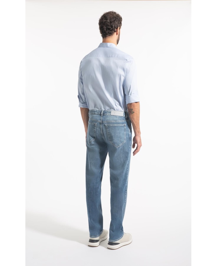 Calça Jeans High Comfort Stretch 5 Pockets Lavagem Baixa