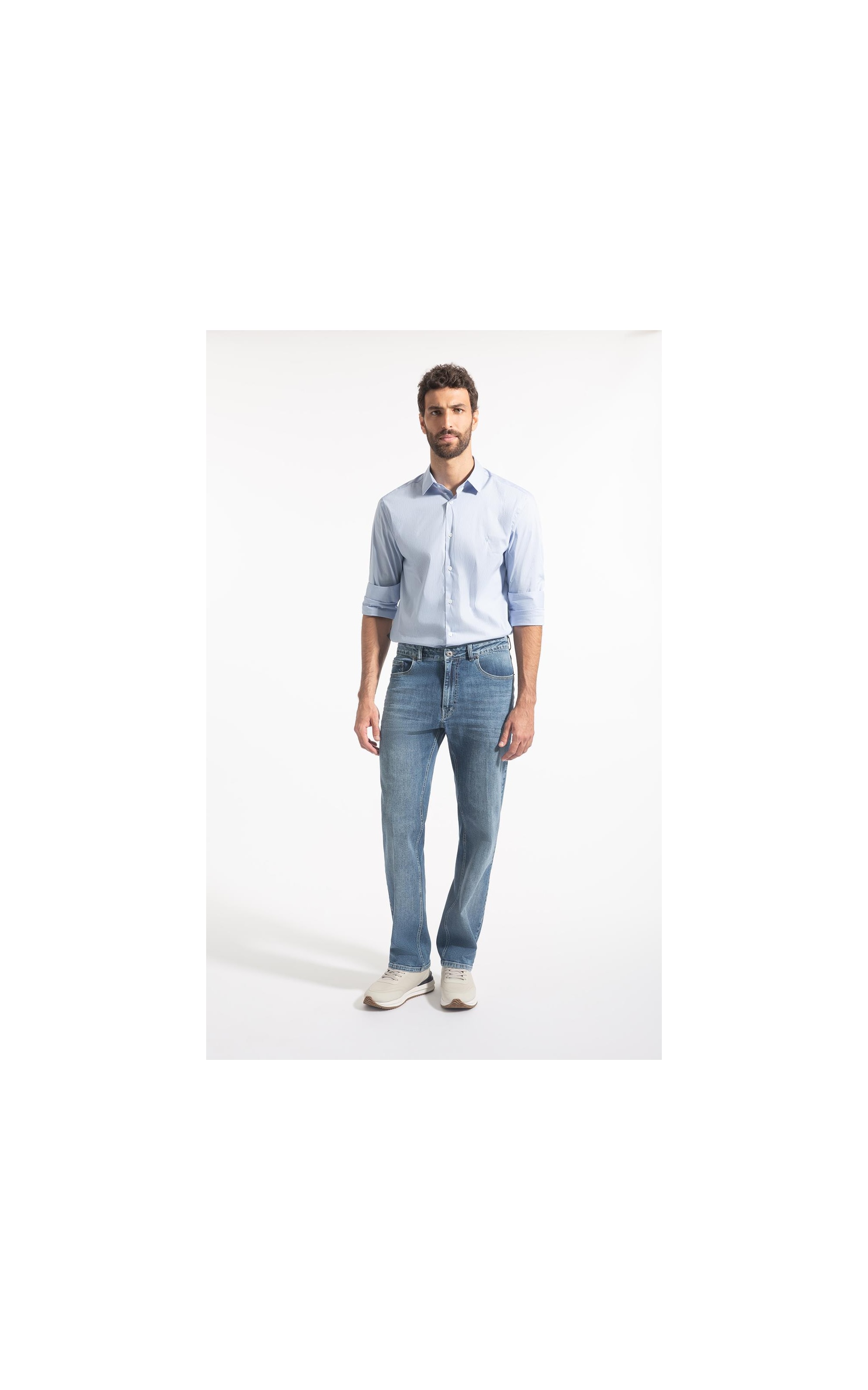 Calça Jeans High Comfort Stretch 5 Pockets Lavagem Baixa