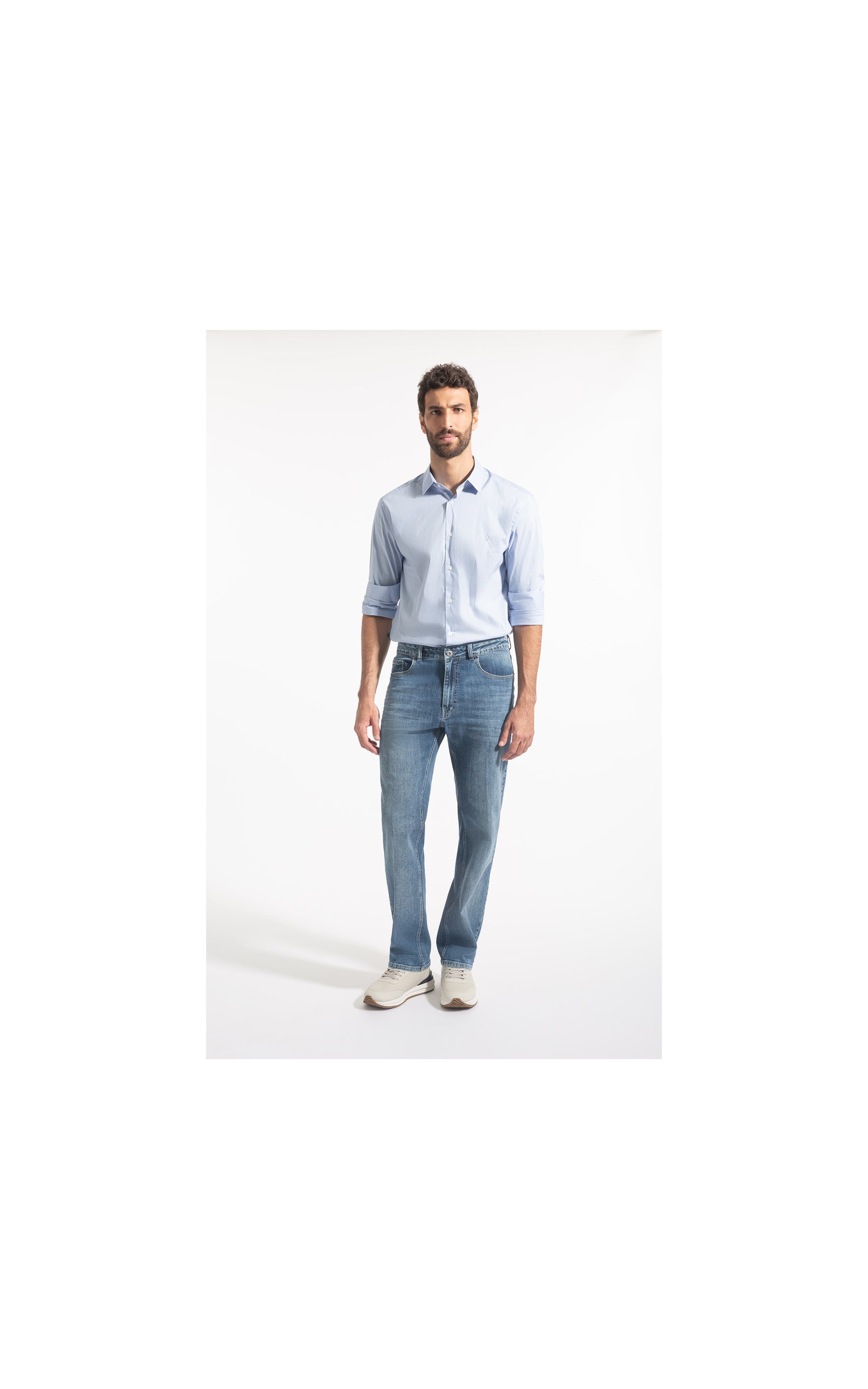 Calça Jeans High Comfort Stretch 5 Pockets Lavagem Baixa