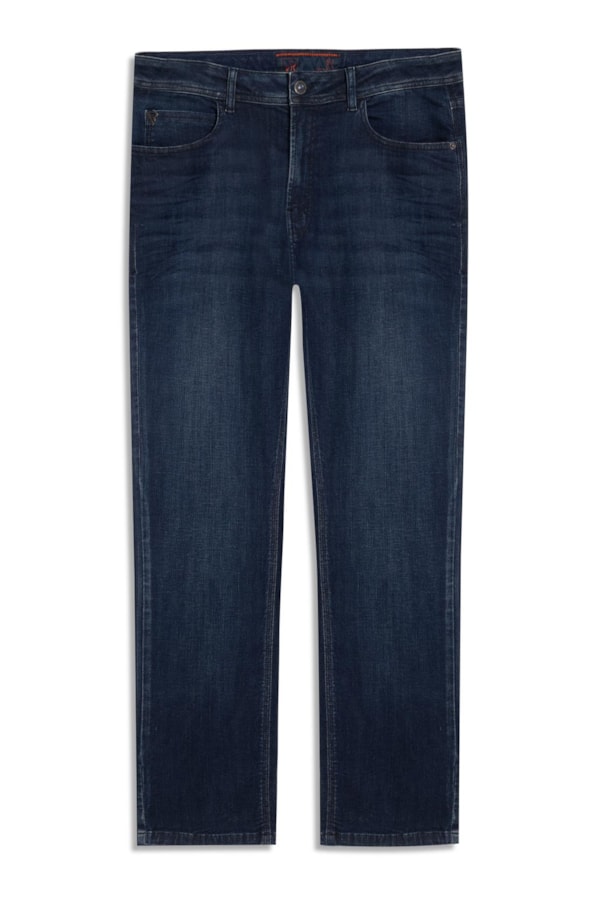 Calça Jeans High Comfort Stretch Slim Premium  Lav.Escuro C/ Matiz Puido