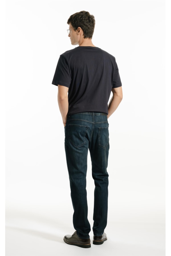 Calça Jeans Hight Confort Stretch (Slim) 5 Pockets Lav.Escuro C/ Used