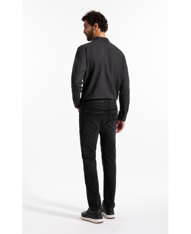 Calça Jeans Jogging Black (Slim) 5 Pockets Lav. Escuro C/ Stone