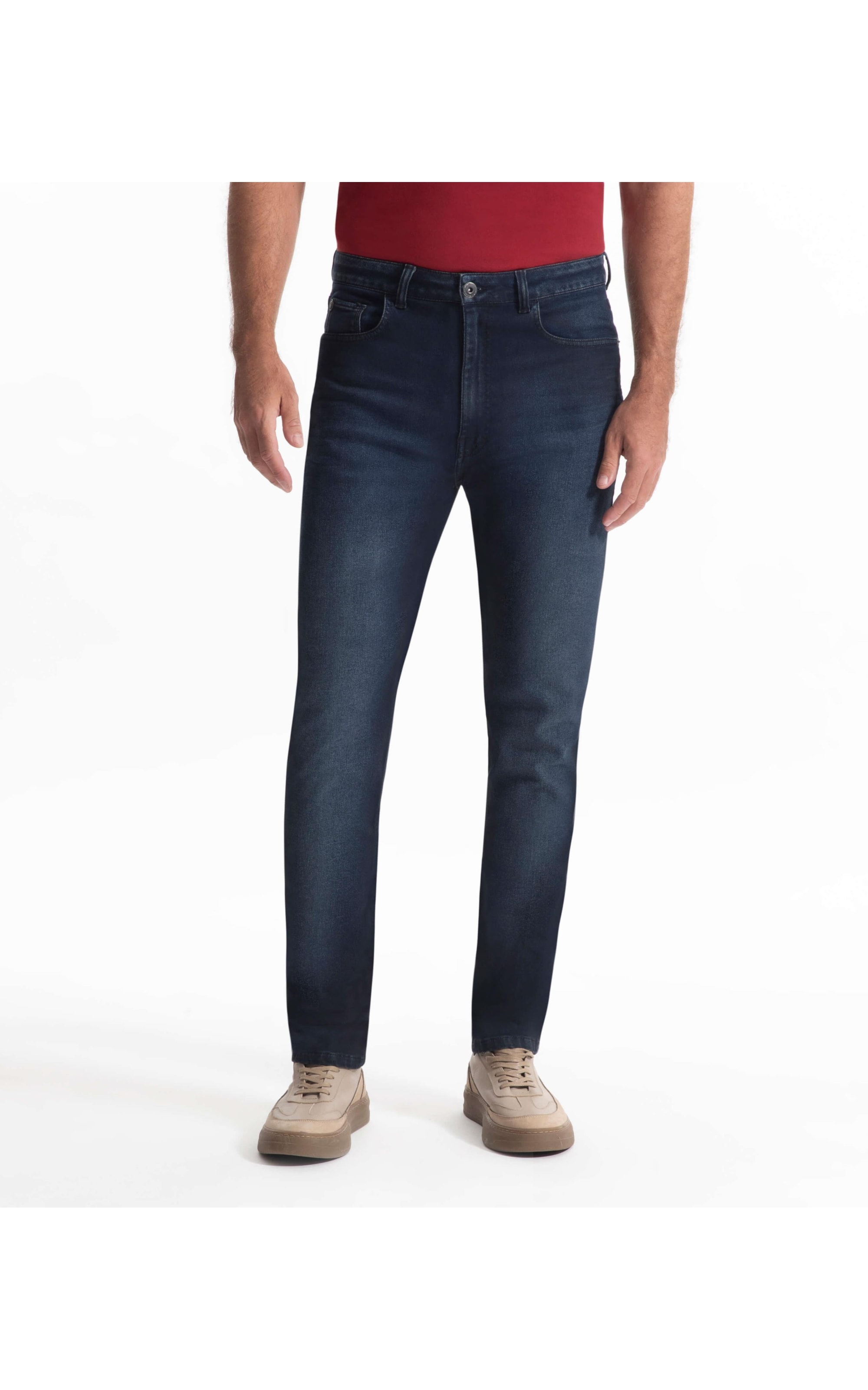 Calça Jeans Jogging Intense Blue Slim Lavagem Alta