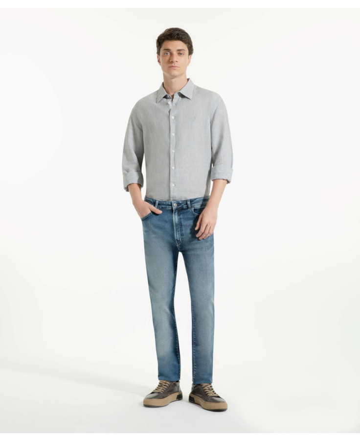 Calça Jeans Jogging Intense Blue Slim Premium Masculino Lavagem Media