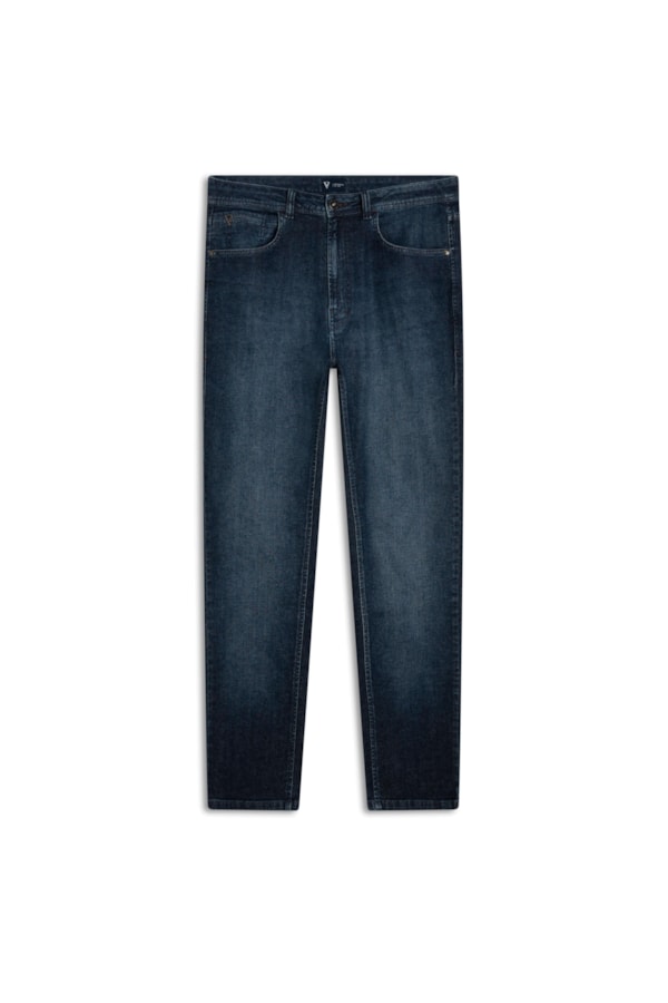 Calça Jeans Slim Dark Indigo Lavagem Media