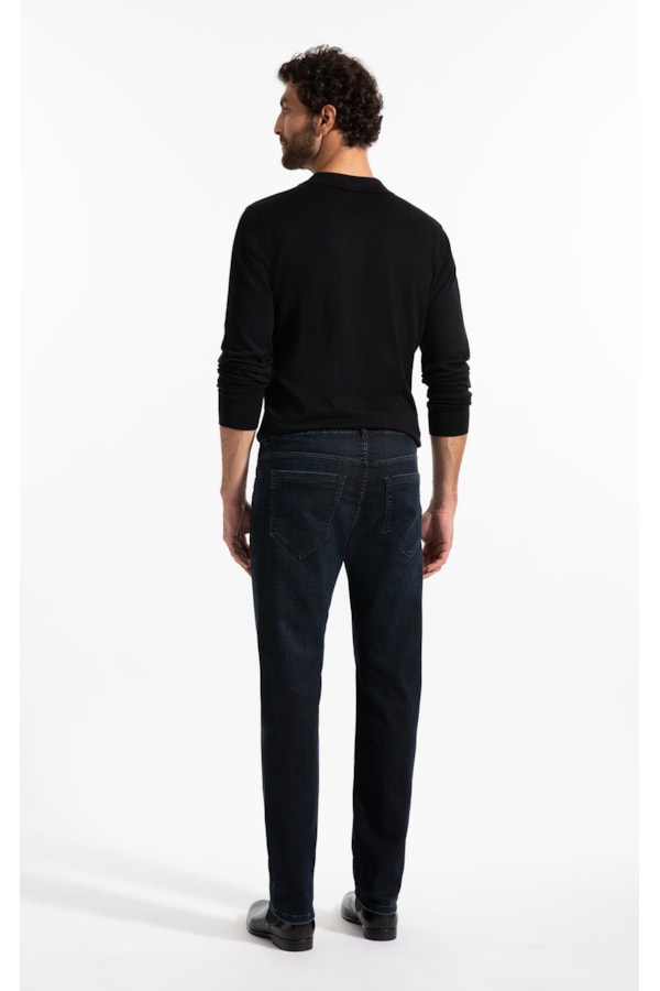 Calça Jeans Visco Indigo Elastic (Classic) 5 Pockets Lav. Médio 3d