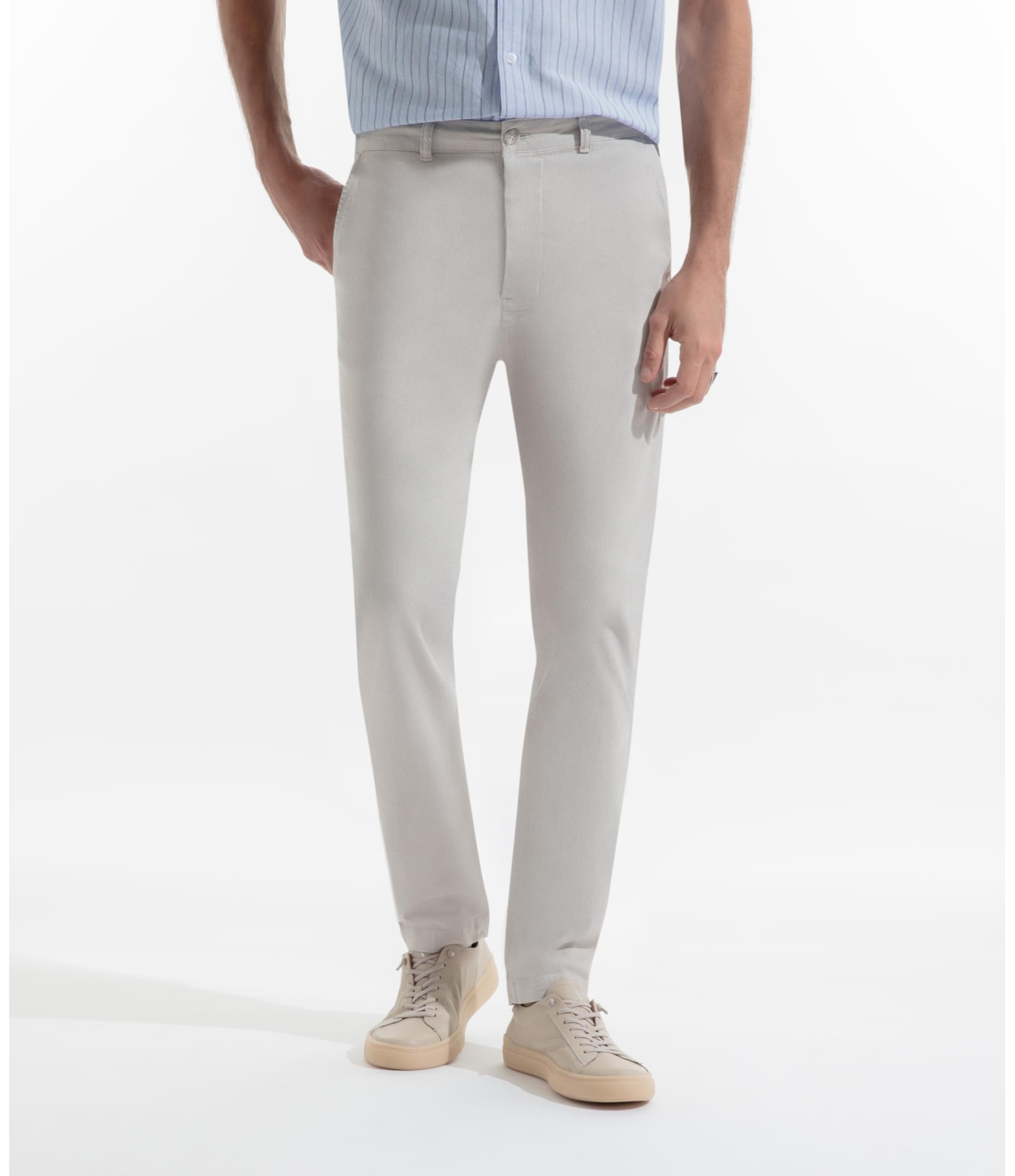 Calça Jogging Slim Chino Berlim Silver
