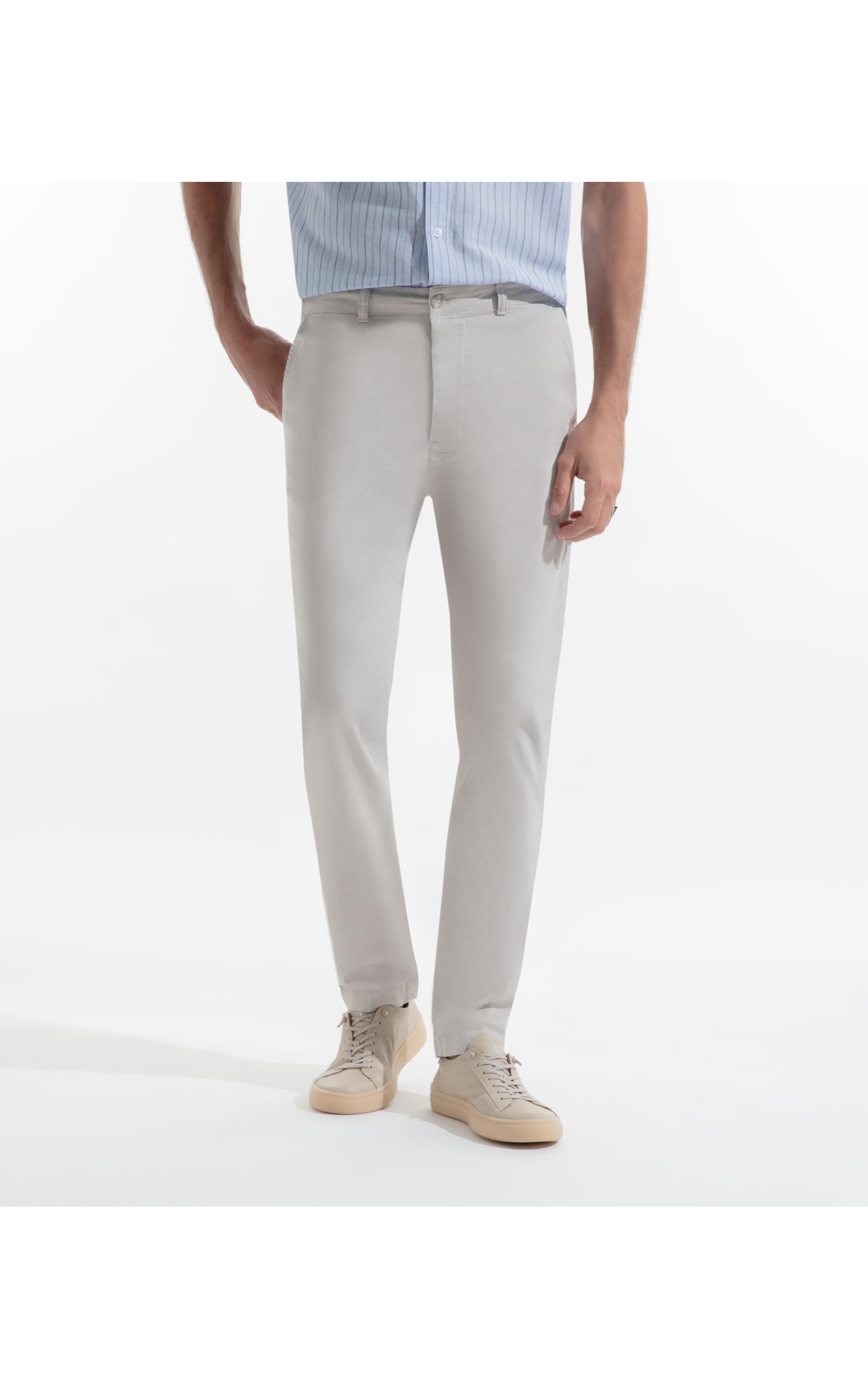 Calça Jogging Slim Chino Berlim Silver
