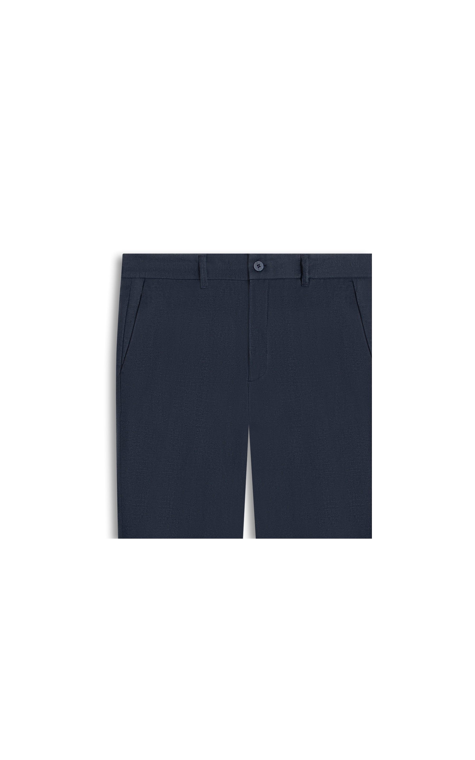 Calça Linho Chevil Espinha de Peixe Marinho