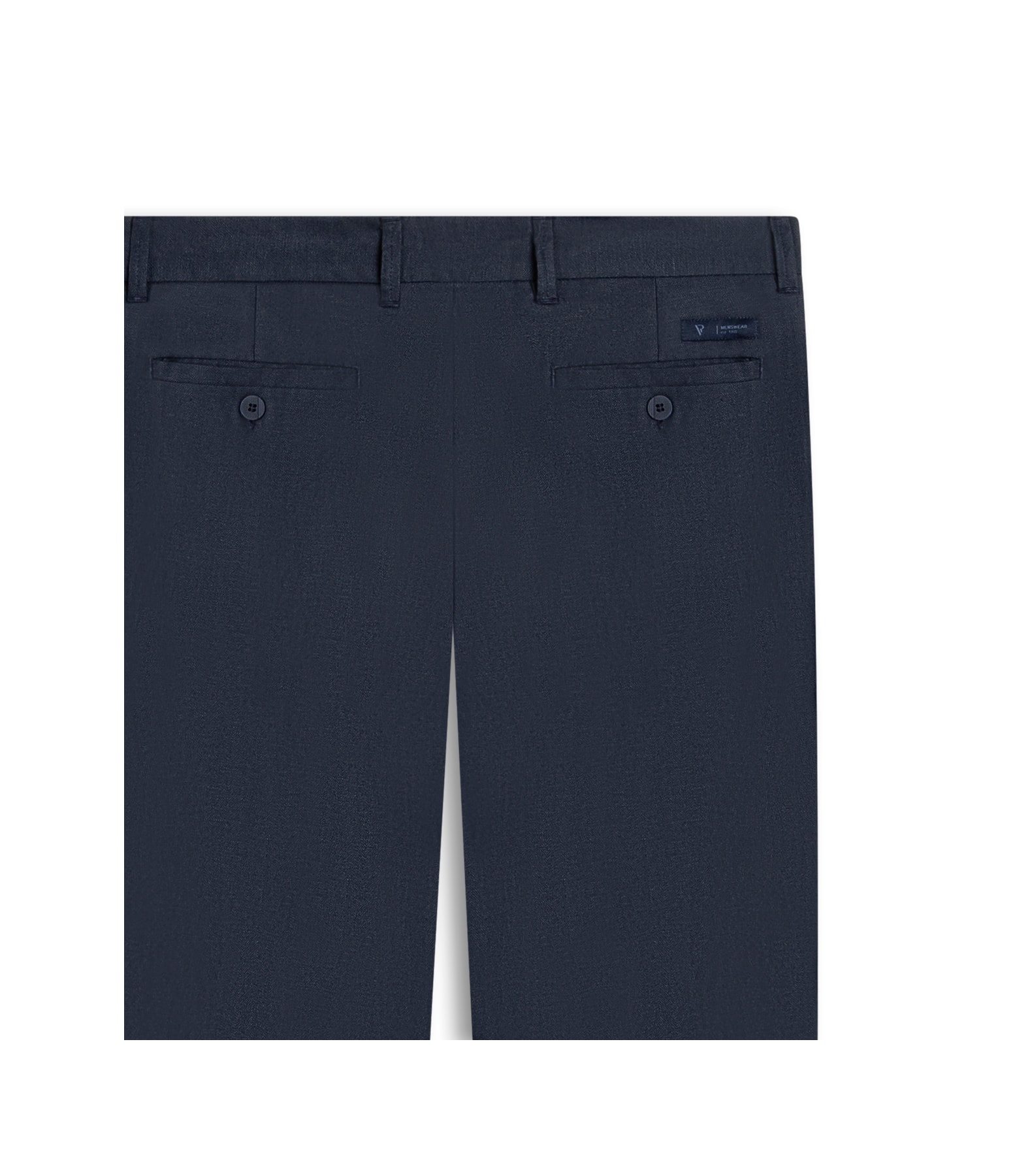 Calça Linho Chevil Espinha de Peixe Marinho